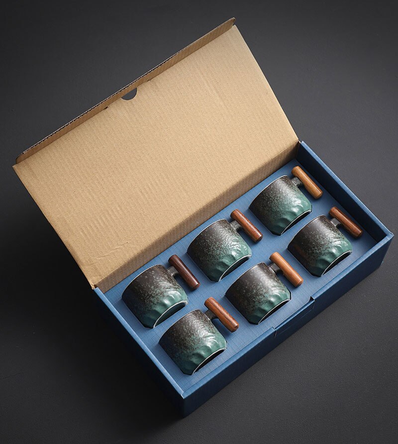 70ML Kiln Handmade Retro Ceramic Espresso Cup 6Pcs/set