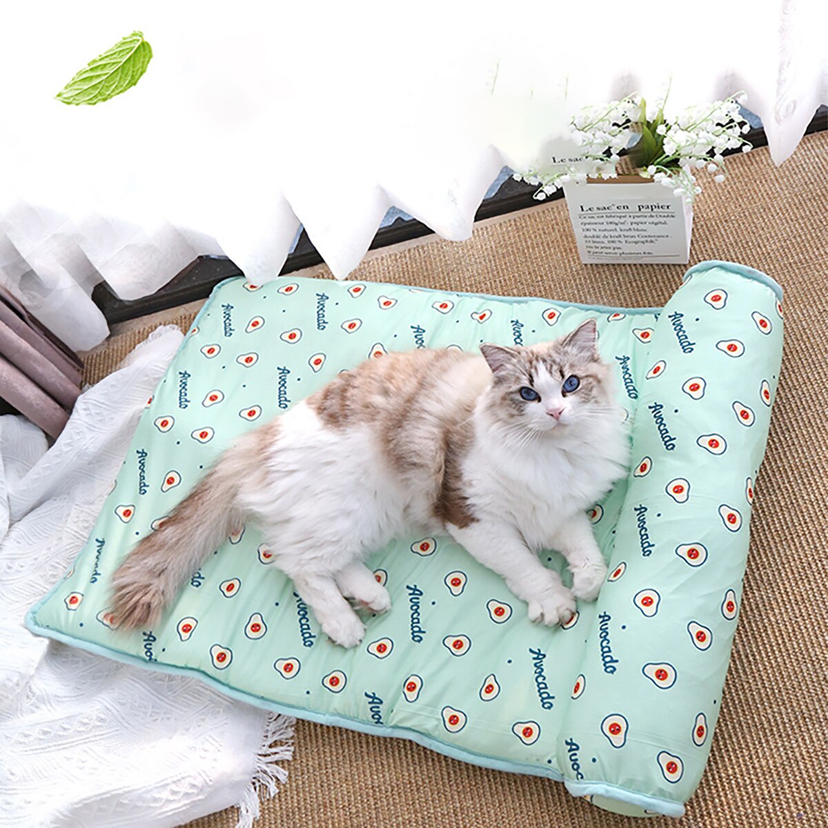 Cat Bed Ice Pet Cushion Summer Cooling And Heat Protection Sofa Ice Silk Fabric Cushion Dog Kennel Bed Washable Dogs Ice Mat - sepolia shop