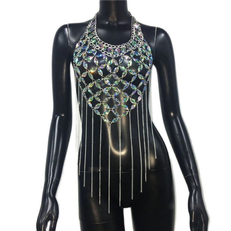 Chica ONESIZE Shiny Acrylic Gems Sequins Tank Top Chain