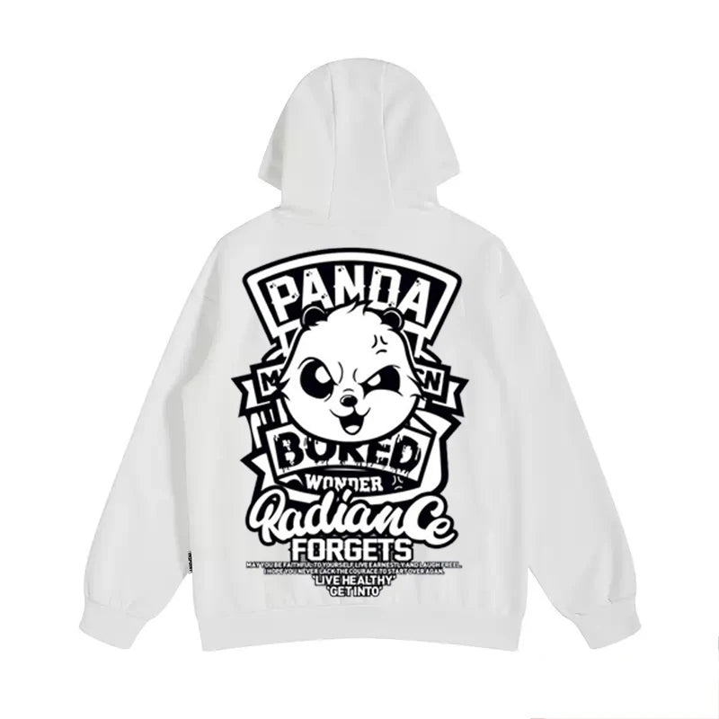 Y2K Retro Oversized Letter Panda Print Hoodies