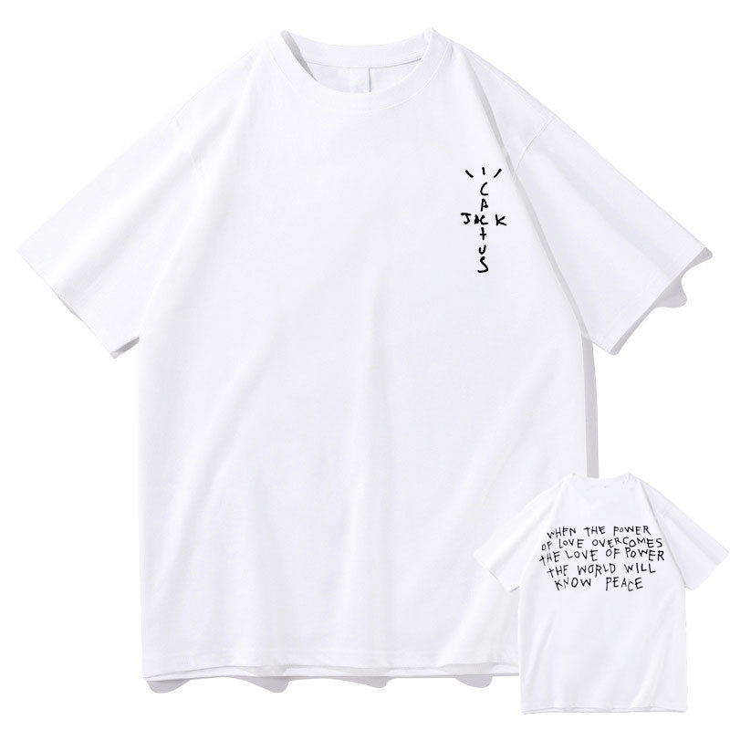 New Cactus Jack Awesome Graphic Loose T shirt - The power of love