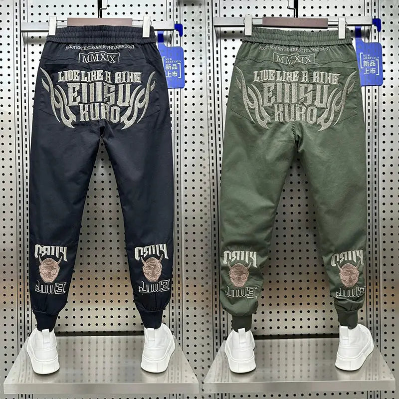 LUX Letter Embroidery Versatile Loose Fit Harun Pants