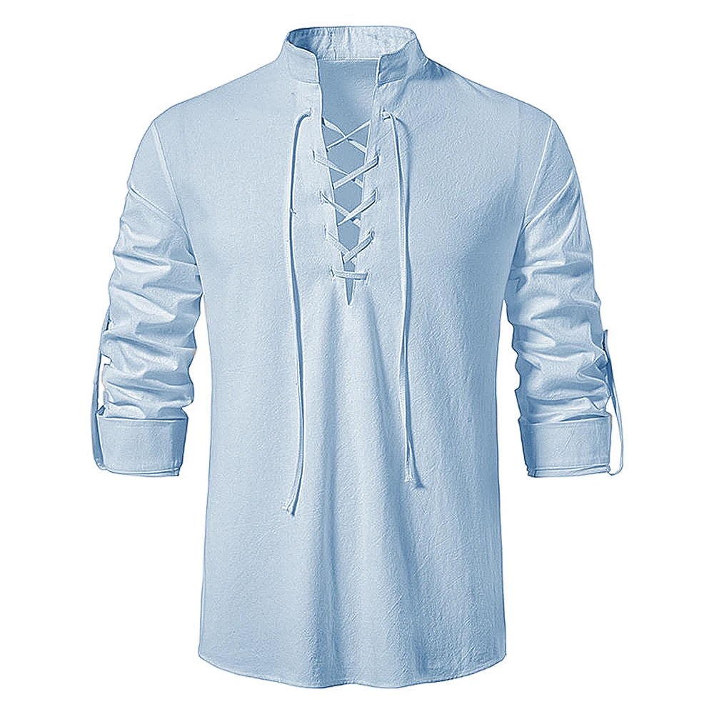PST Men's Casual Vintage Linen Blouse