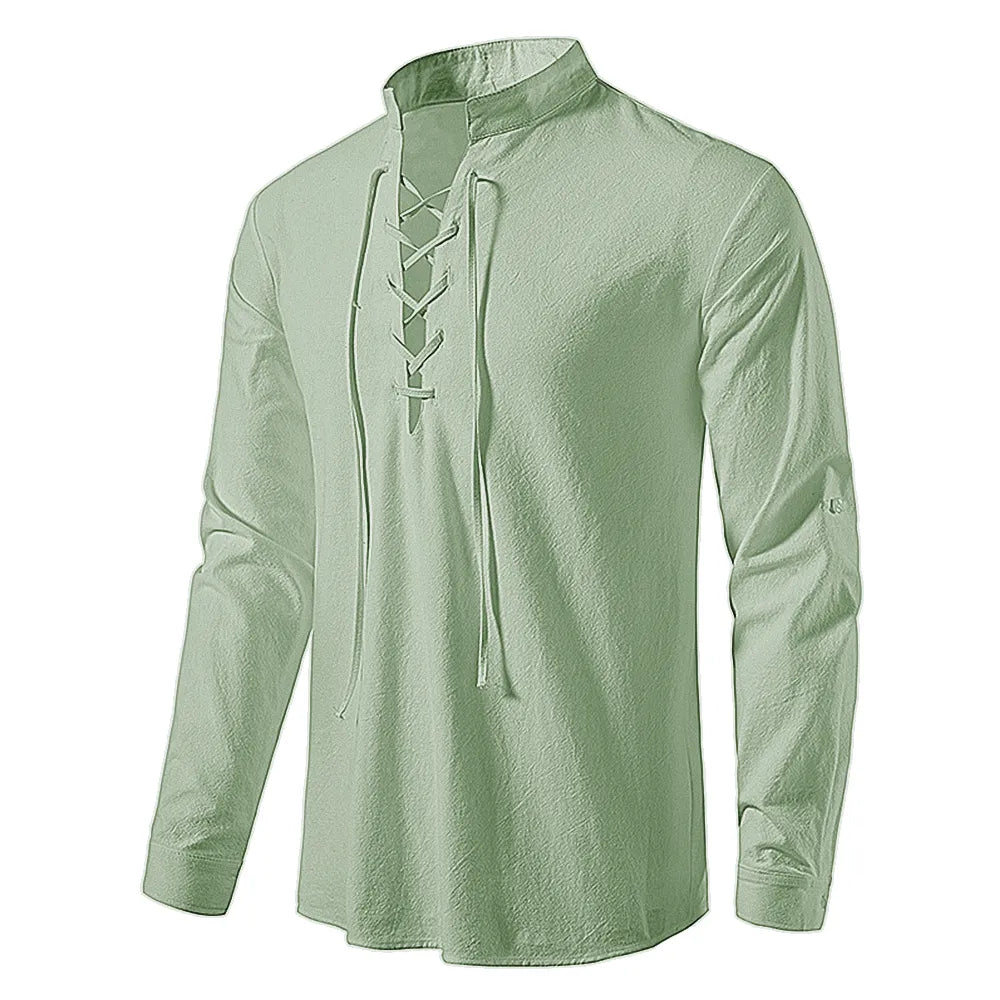 PST Men's Casual Vintage Linen Blouse