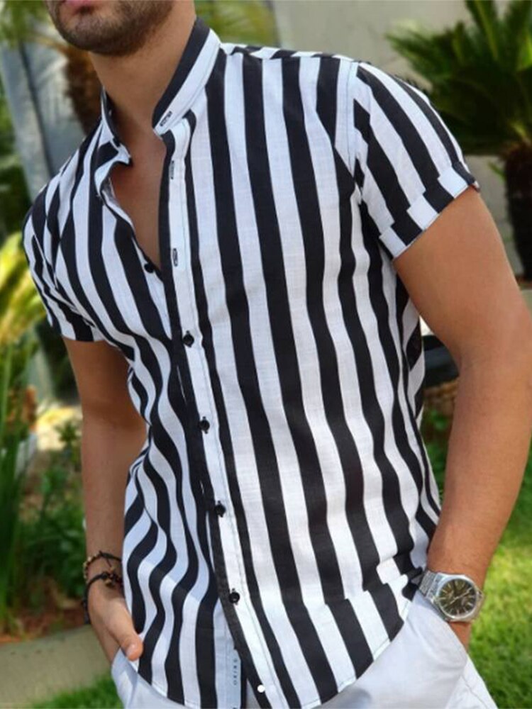 Loco Lapel Button Stripe Vintage Shirt