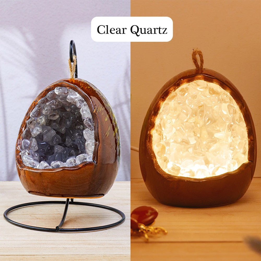 Natural Crystal Egg Shape USB Led Lamp