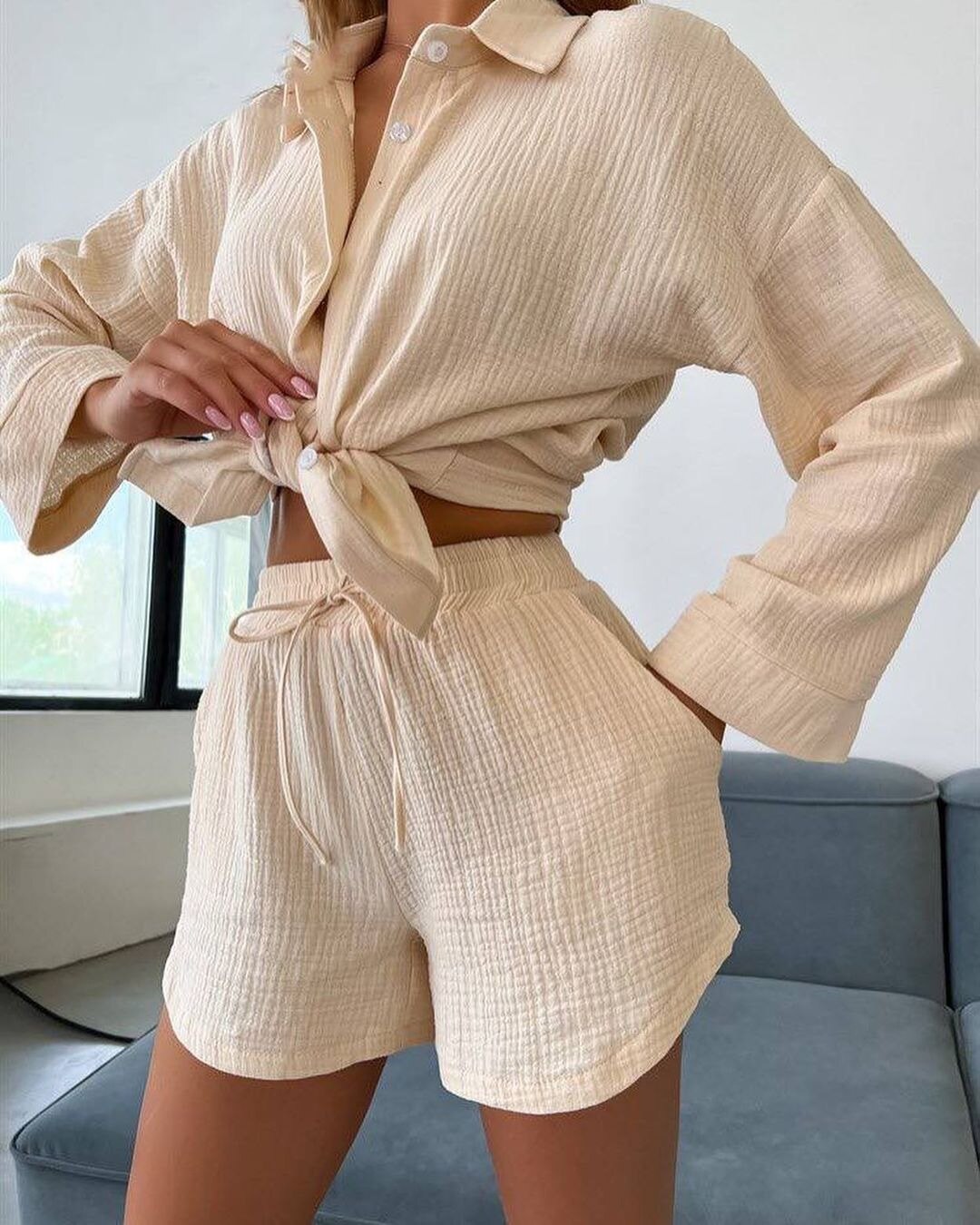 Louli Two Piece Set button outfit