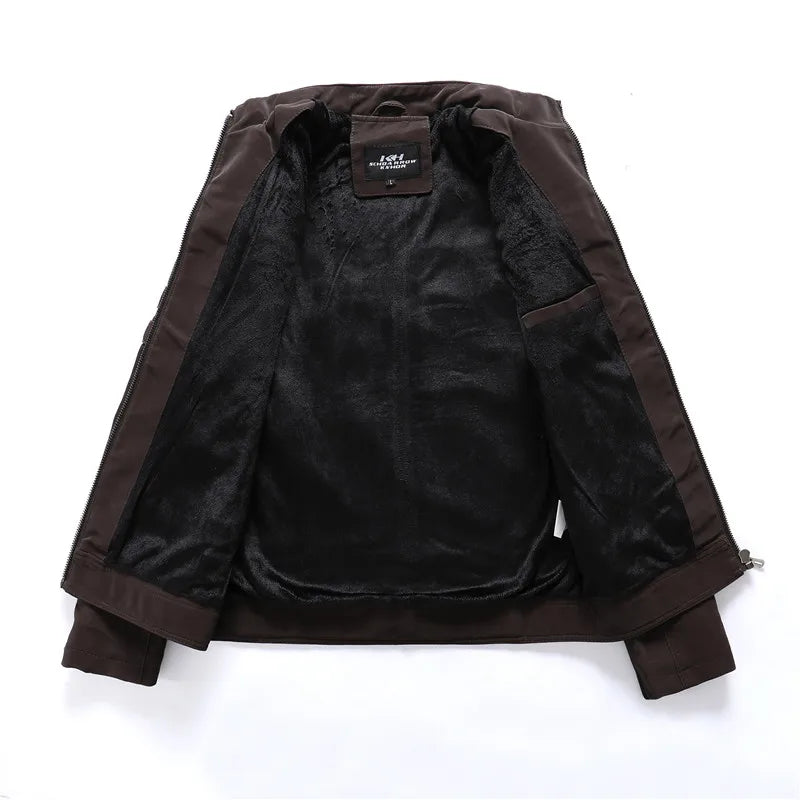 Se Vintage Fleece PU Leather Jacket