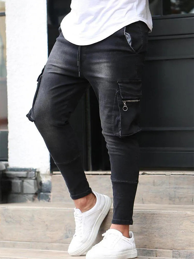 Sol New Men's Slim Stretch Multi Pocket Jeans