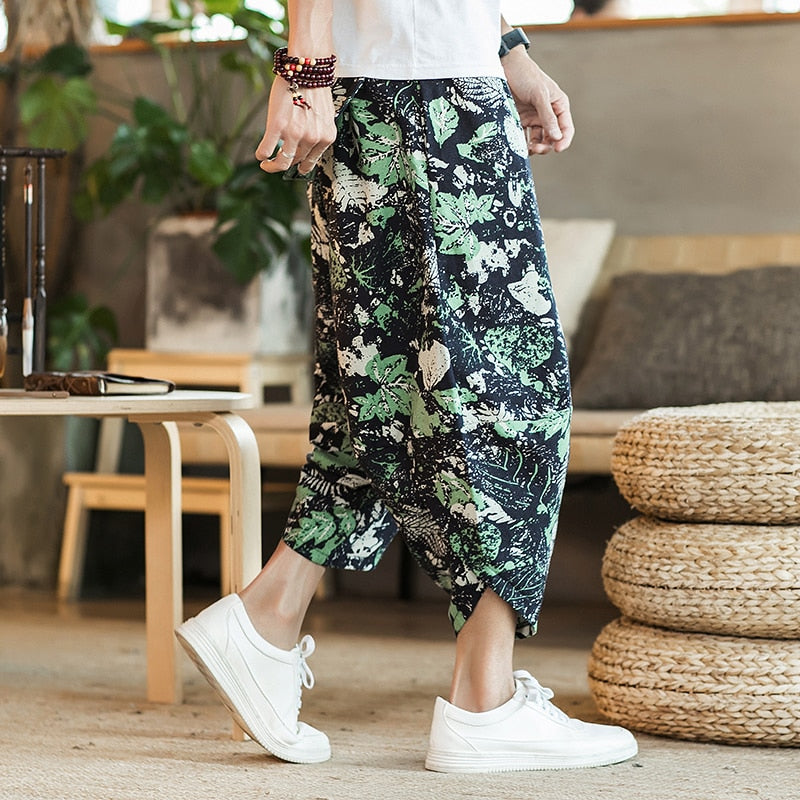 2022 Summer Men Carp Embroidery Jogger Pants Japanese Style Cotton Harajuku Harem Pants Youth Casual Pants Male Costume - sepolia shop