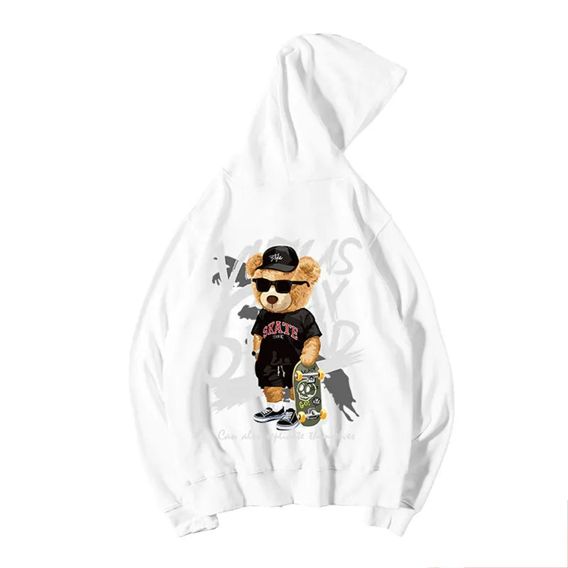 Sepo Y2K Skate Bear Anime Print Hoodie