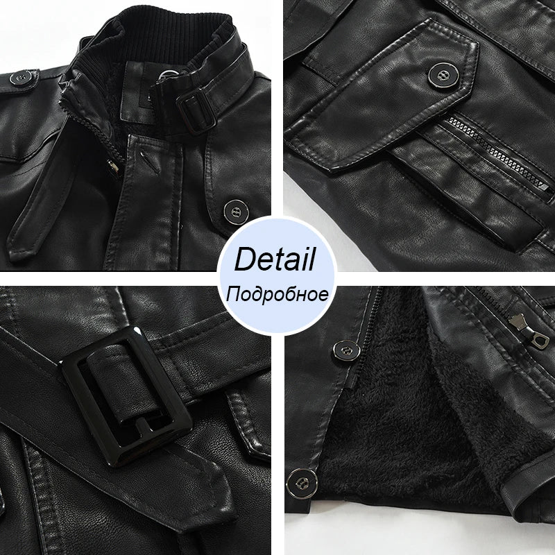 1903 Luxury Thick Fleece PU Leather Jacket