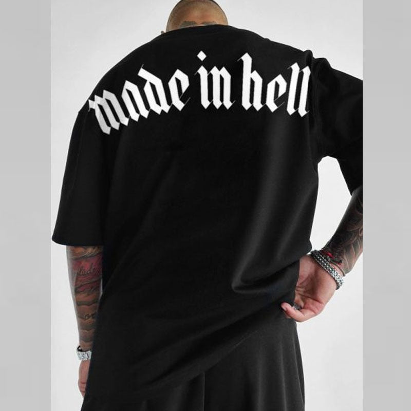 Summer Short Sleeve Hip Hop T-shirt - Made in hell