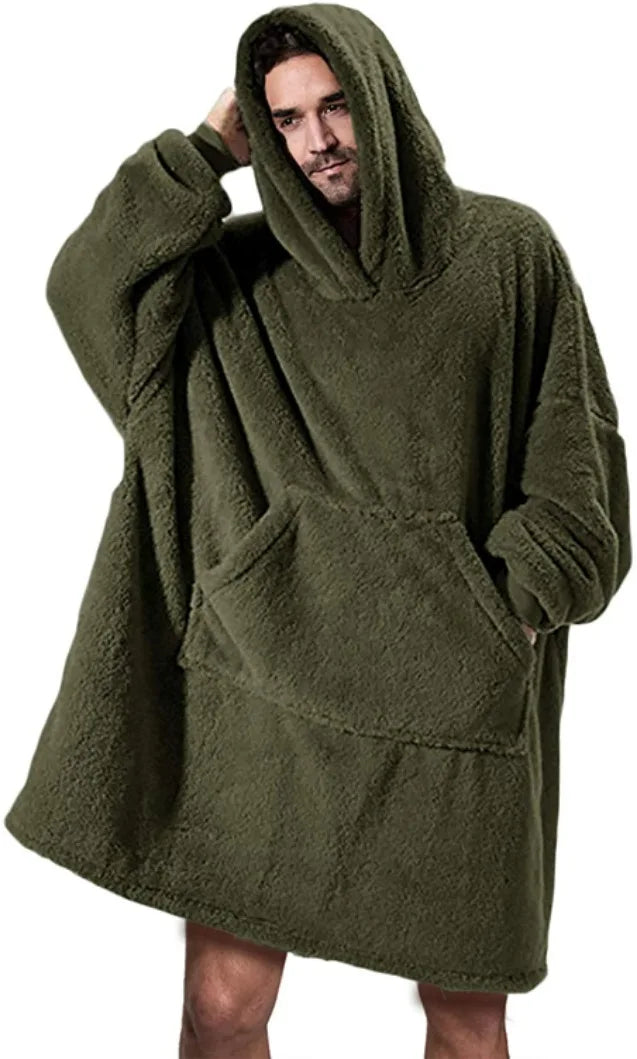 Oversized Warm Comfort Flannel Blanket With Sleeves