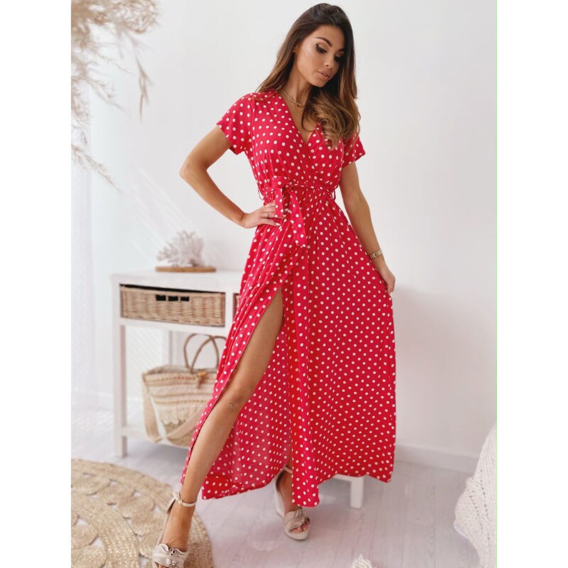 BOHO Sexy Deep V Neck Maxi Dress - sepolia shop