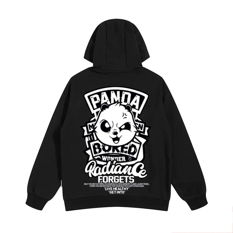 Y2K Retro Oversized Letter Panda Print Hoodies
