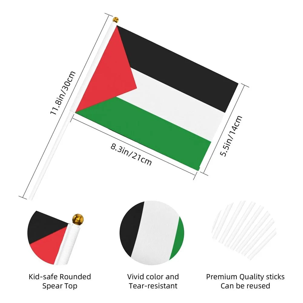 10-50pcs 14x21cm Palestine Small Flying Hand Flags