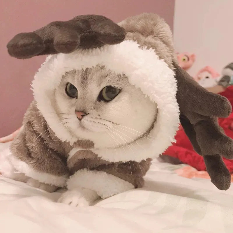 Christmas Cat Clothes Warm Fleece Costumes