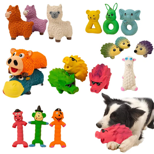Squeaky Dog Rubber Toys Bite Resistant Dog Latex Chew Toy Animal Shape Puppy Sound Toy Dog Supplies For Small Medium Large Dog