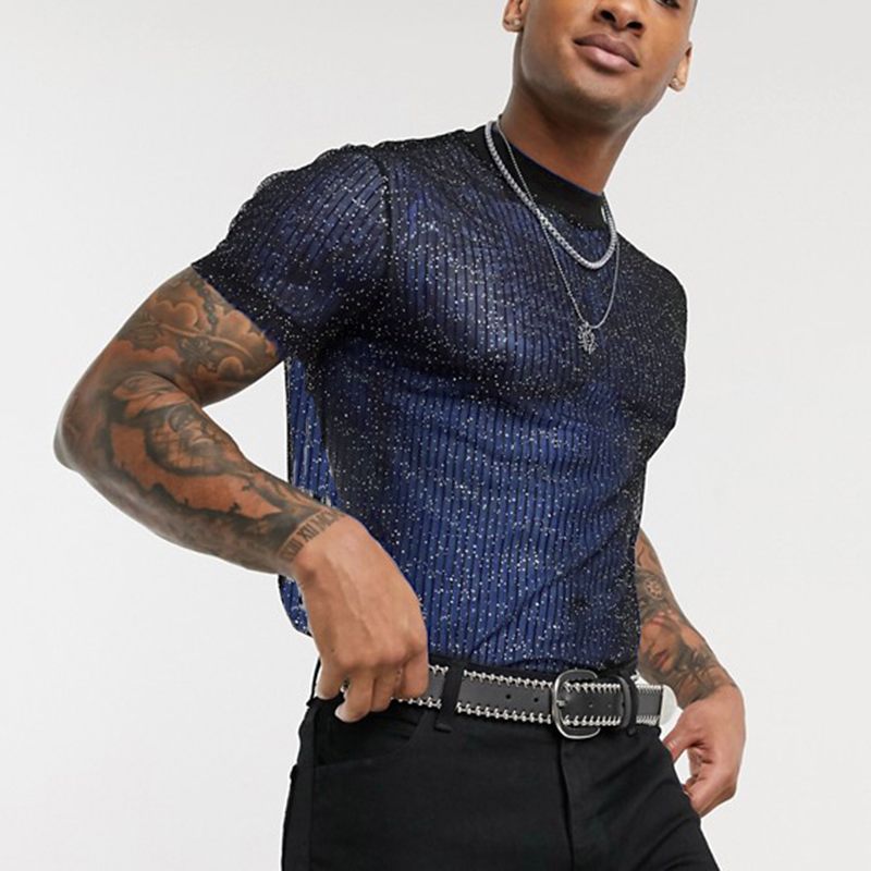 Sheer Slim Fit Shiny Sexy T-Shirt
