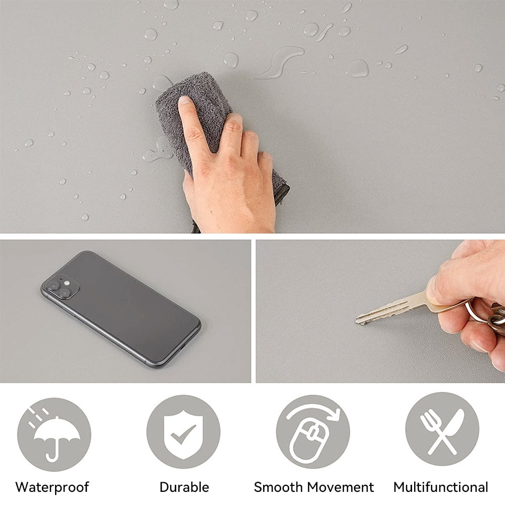 Large Size Office Desk Protector Mat PU Leather Waterproof Mouse Pad Desktop Keyboard Desk Pad Gaming Mousepad PC Accessories - sepolia shop