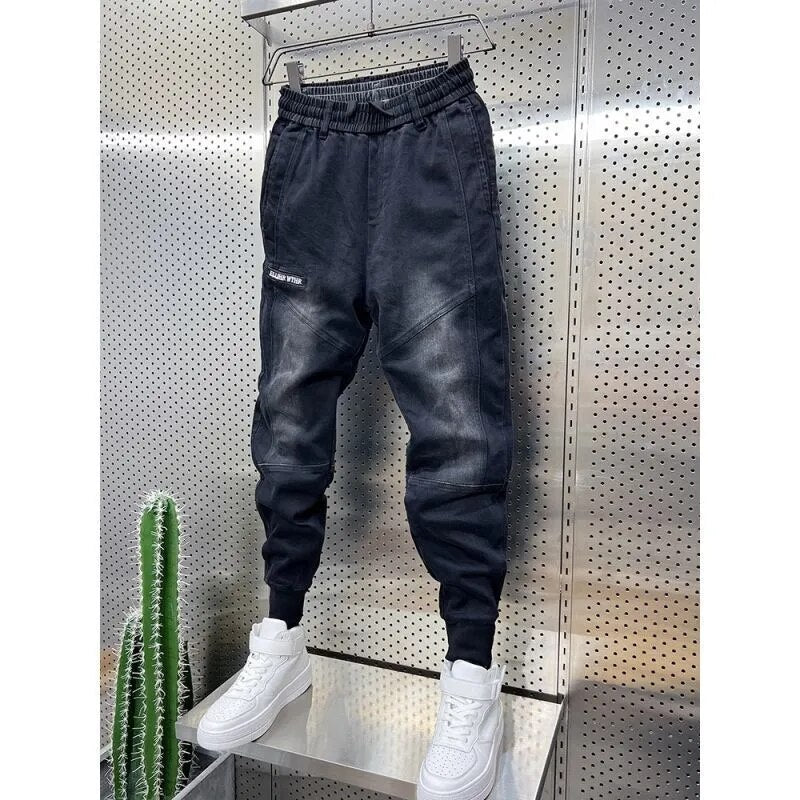 Sepo Stylish Drawstring Black Cowboy Baggy Jeans