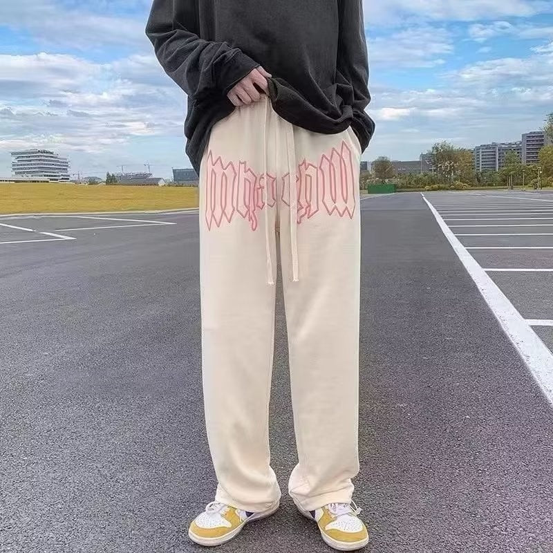 KOR Style Letter Print Straight Loose Sweatpants