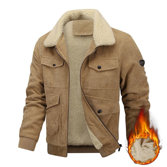 V Fleece Vintage Casual Corduroy Jacket