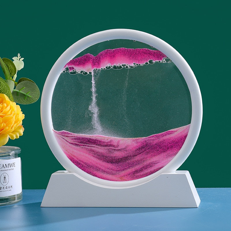 Sepo 3D Moving Sand Art Picture Round Glass