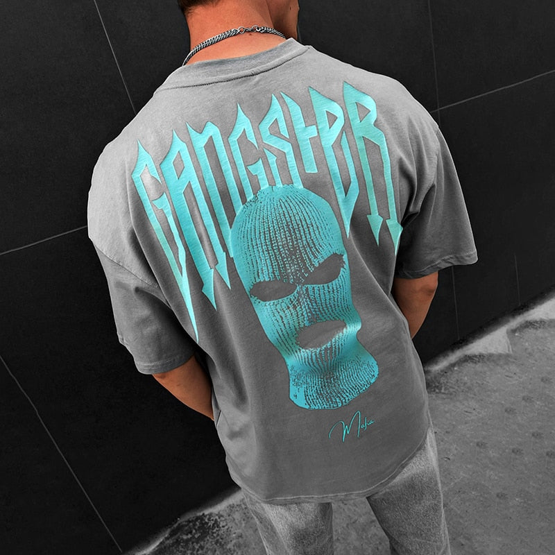 Fashion Hood Gangster Print Men's T Shirt