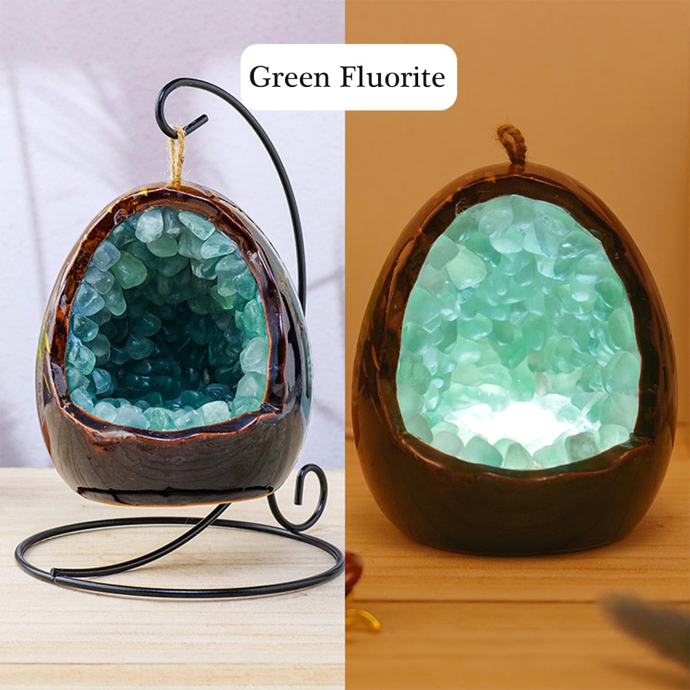 Natural Crystal Egg Shape USB Led Lamp