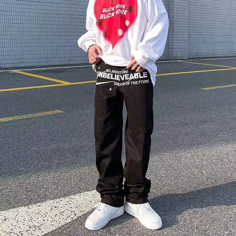 Max | street Japanese trendy brand jeans straight-leg pants - sepolia shop