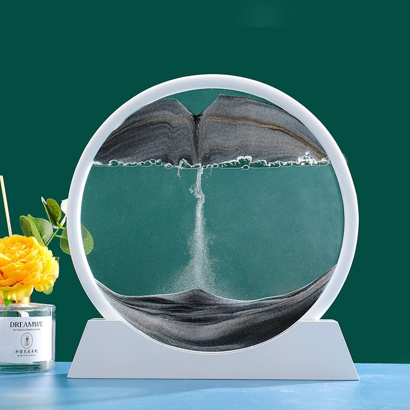 Sepo 3D Moving Sand Art Picture Round Glass