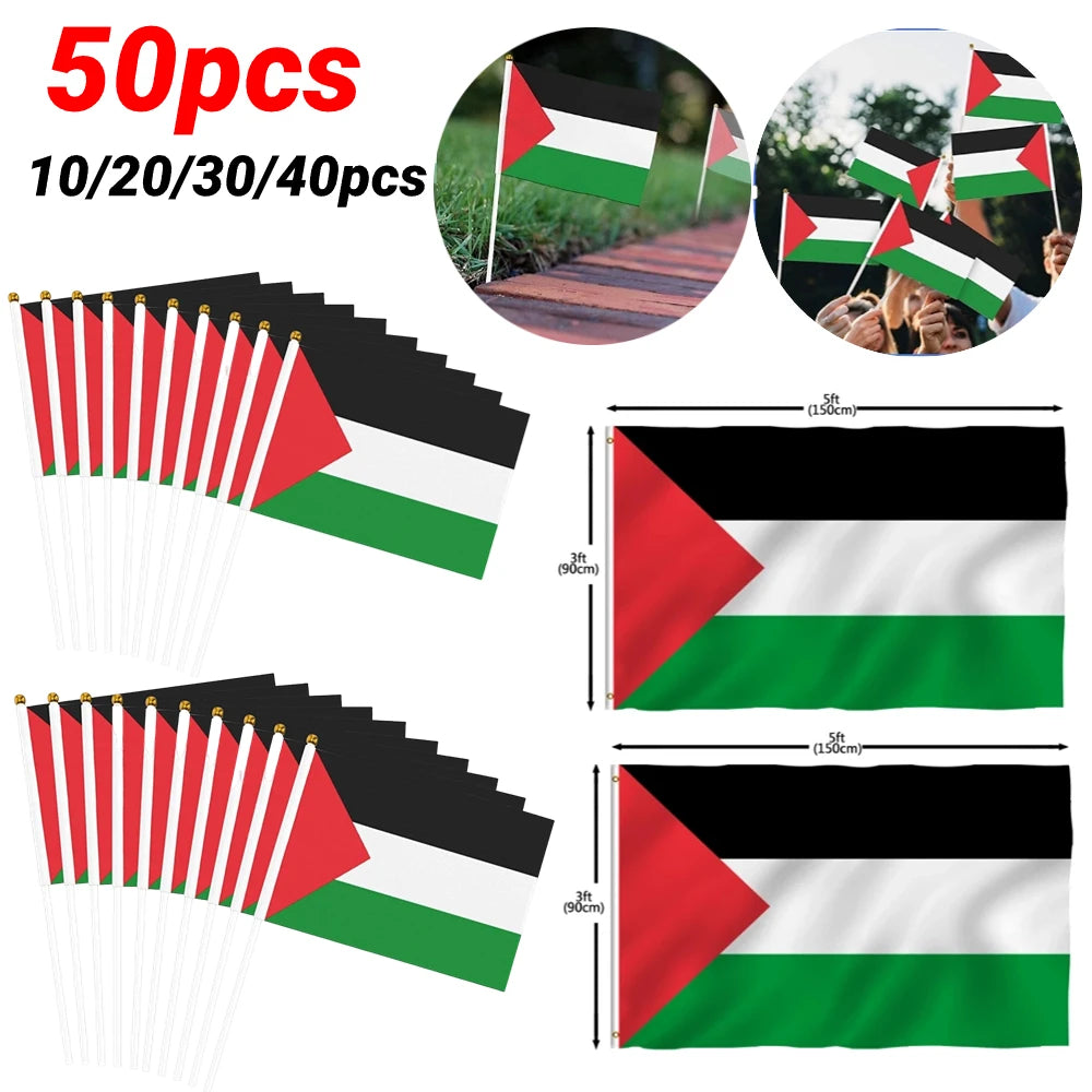 10-50pcs 14x21cm Palestine Small Flying Hand Flags