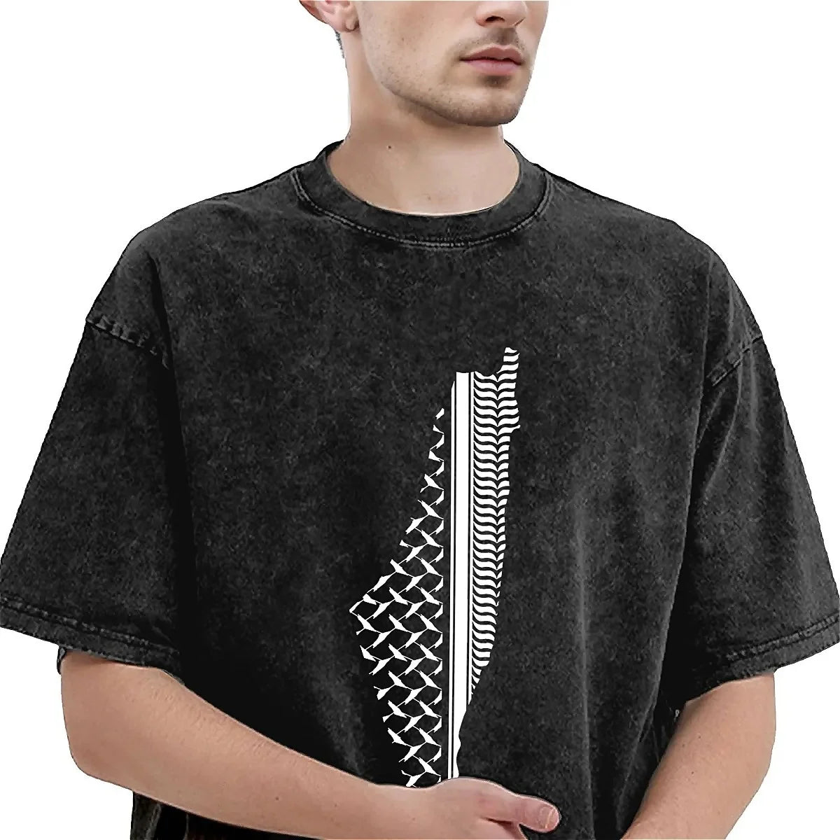 Palestinian keffiyeh Washed T-Shirts