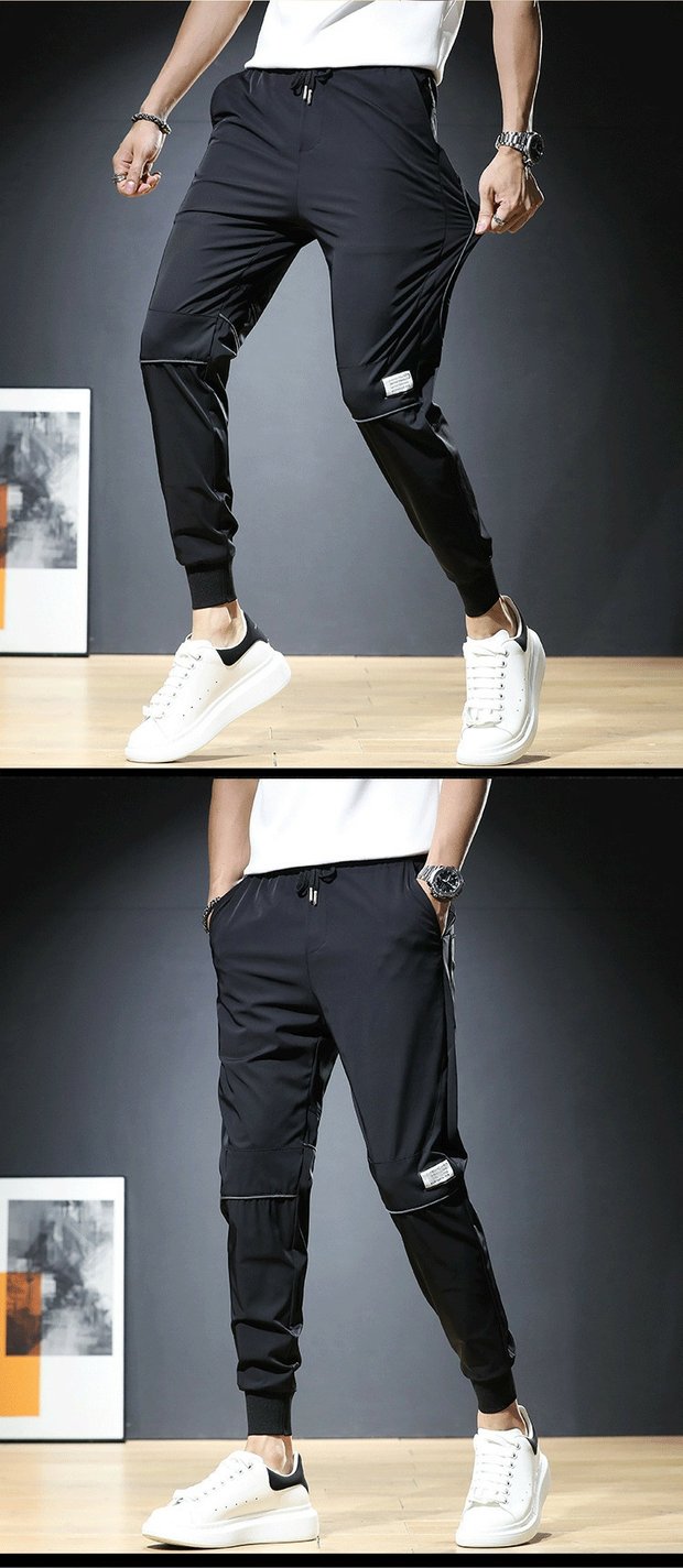 JUDGE&JURE | Stylish Black Elastic Waist Leg Pants - sepolia shop