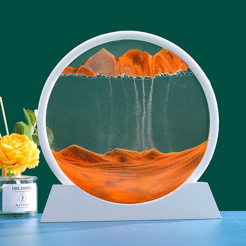 Sepo 3D Moving Sand Art Picture Round Glass