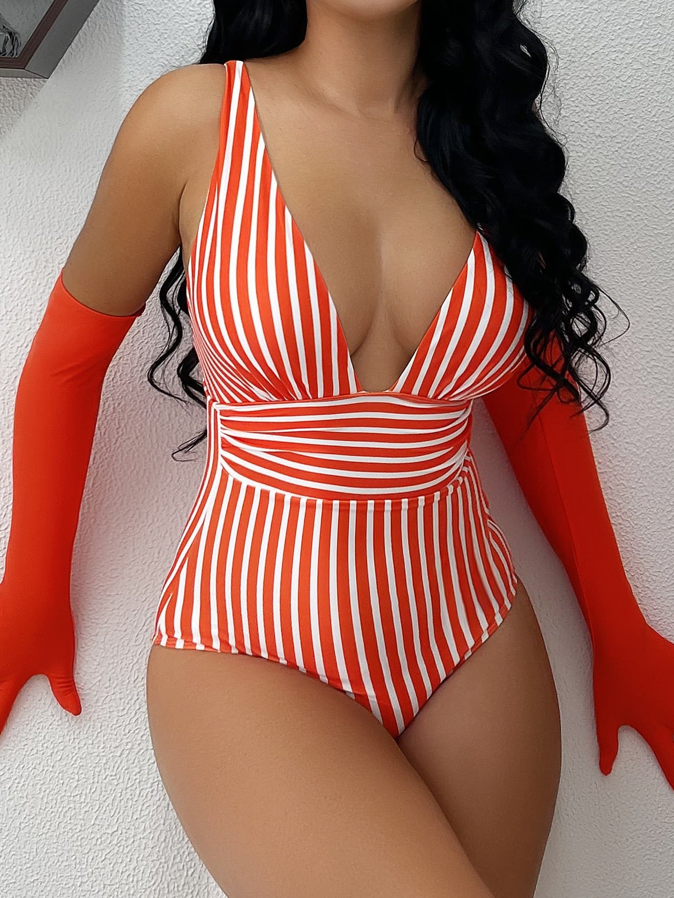 Striped One Piece Swimsuit Vintage - sepolia shop