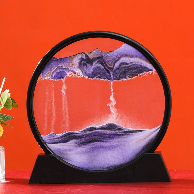 Sepo 3D Moving Sand Art Picture Round Glass