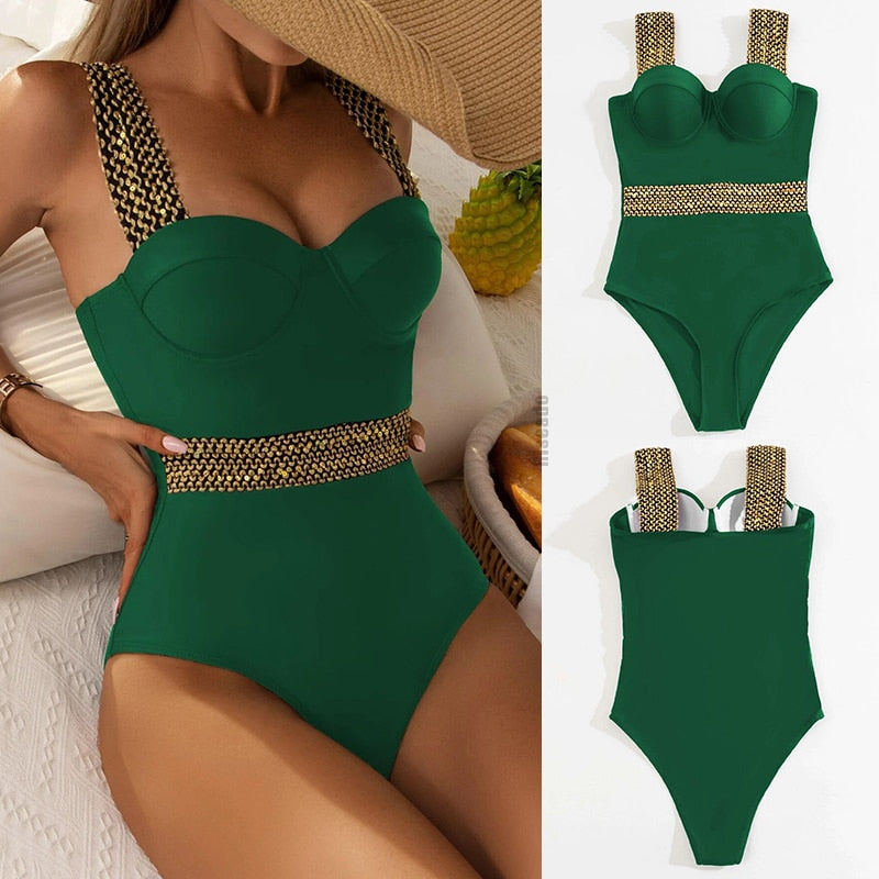 Riseado Sexy Push Up One Piece Swimsuit - sepolia shop