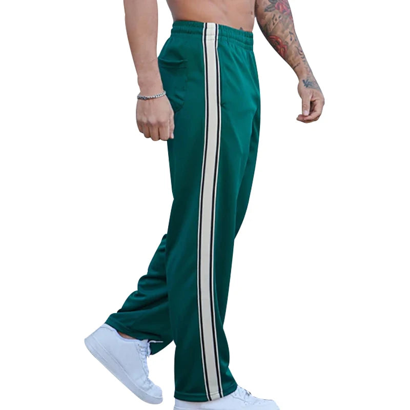 Spring and summer Europe and the United States new men's casual pants side stripes personality all sports rope pants men