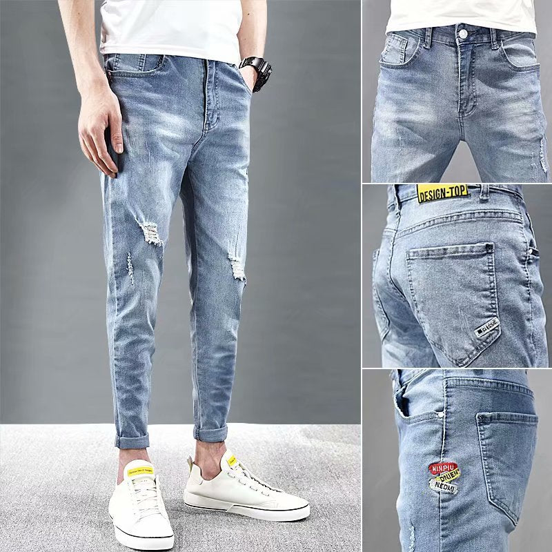 DESIGN TOP | Stretch Skinny Ripped Fashion Men Slim Luxury  Jeans - sepolia shop