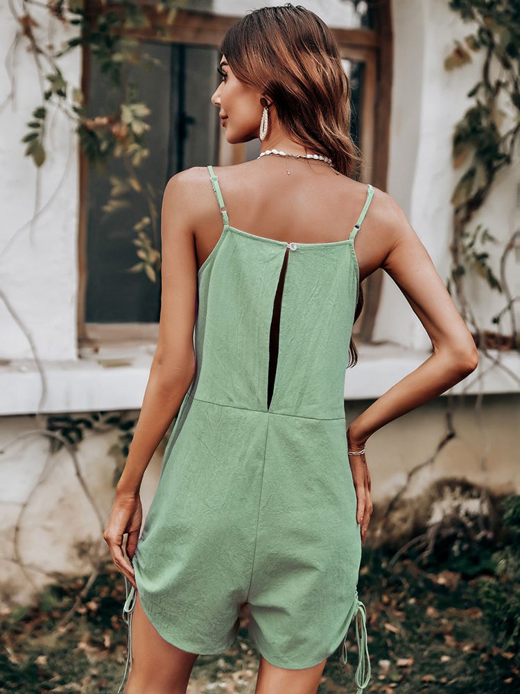 2022 New Spring Summer Strapless Solid Color Sling Loose High Waist Ladies Backless Sleeveless Playsuits - sepolia shop