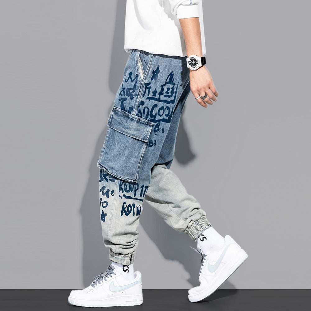 New Streetwear Hip Hop Cargo Pants Men&#39;s Jeans Casual Pants Elastic Harun Pants Joggers Pants Autumn And Spring Men Clothing - sepolia shop