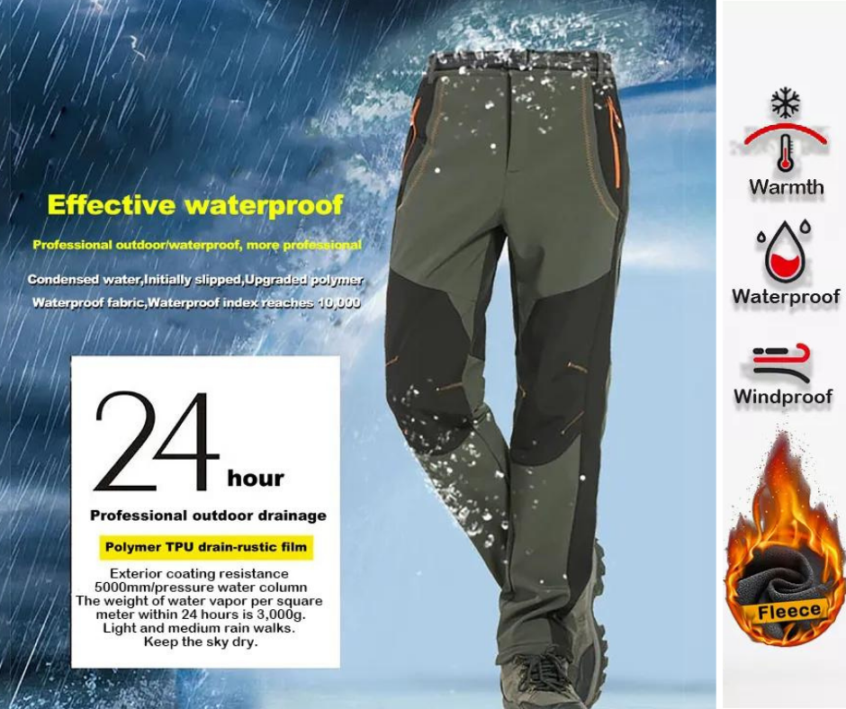 GXO Thick Warm Fleece Waterproof Hiking/Ski Pants