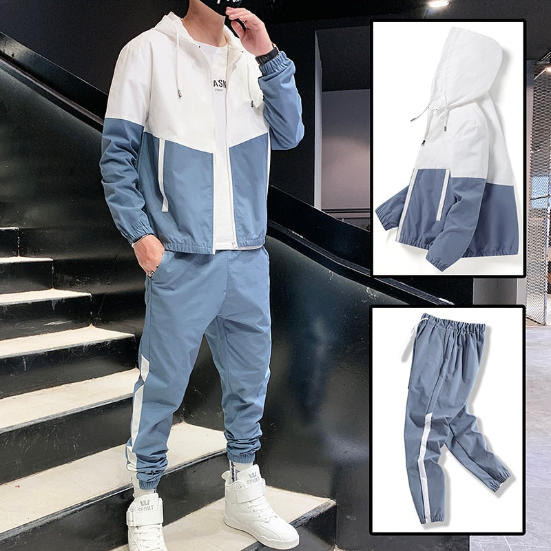 Kor Patchwork Hip Hop Casual Men's Fitness Sets