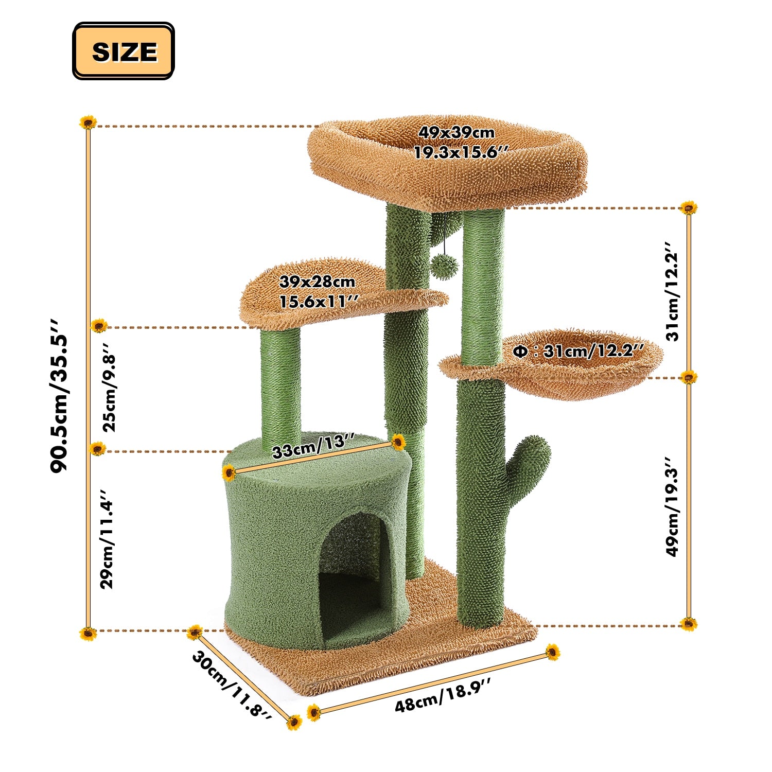 Cactus Cat Scratching Play house Tree - sepolia shop