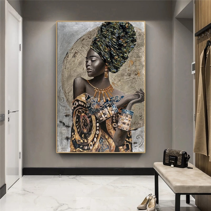 African Black Woman Graffiti Canvas Art Posters