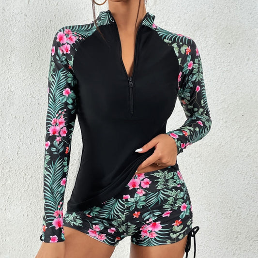 Female Swimsuit With Long Sleeves - Surfing Tankini Set - sepolia shop