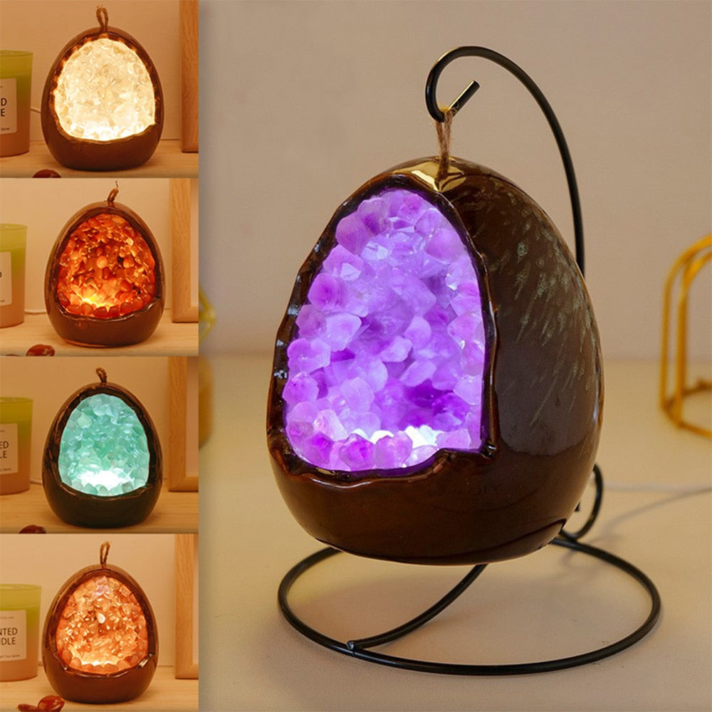 Natural Crystal Egg Shape USB Led Lamp